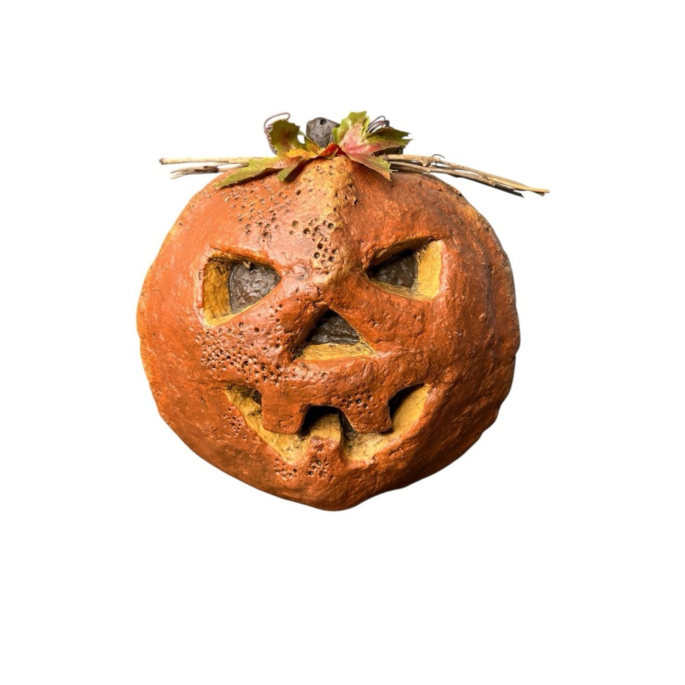 Vintage Resin Jack O Lantern Halloween Decor 8"